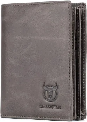 BULLCAPTAIN Large Capacity Genuine Leather Bifold Wallet/Credit Card Holder for Men with 15 Card Slots QB-027