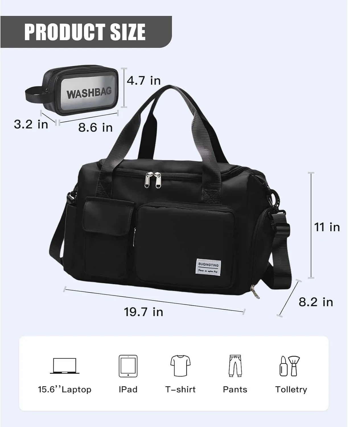 BUQINGTING Gym Bag for Men Women with Shoe Compartment, Cute Travel Duffle Bag for Women, Weekender Overnight Bag, Carry on Tote Bag Sport Duffel bag for Dance, Swim
