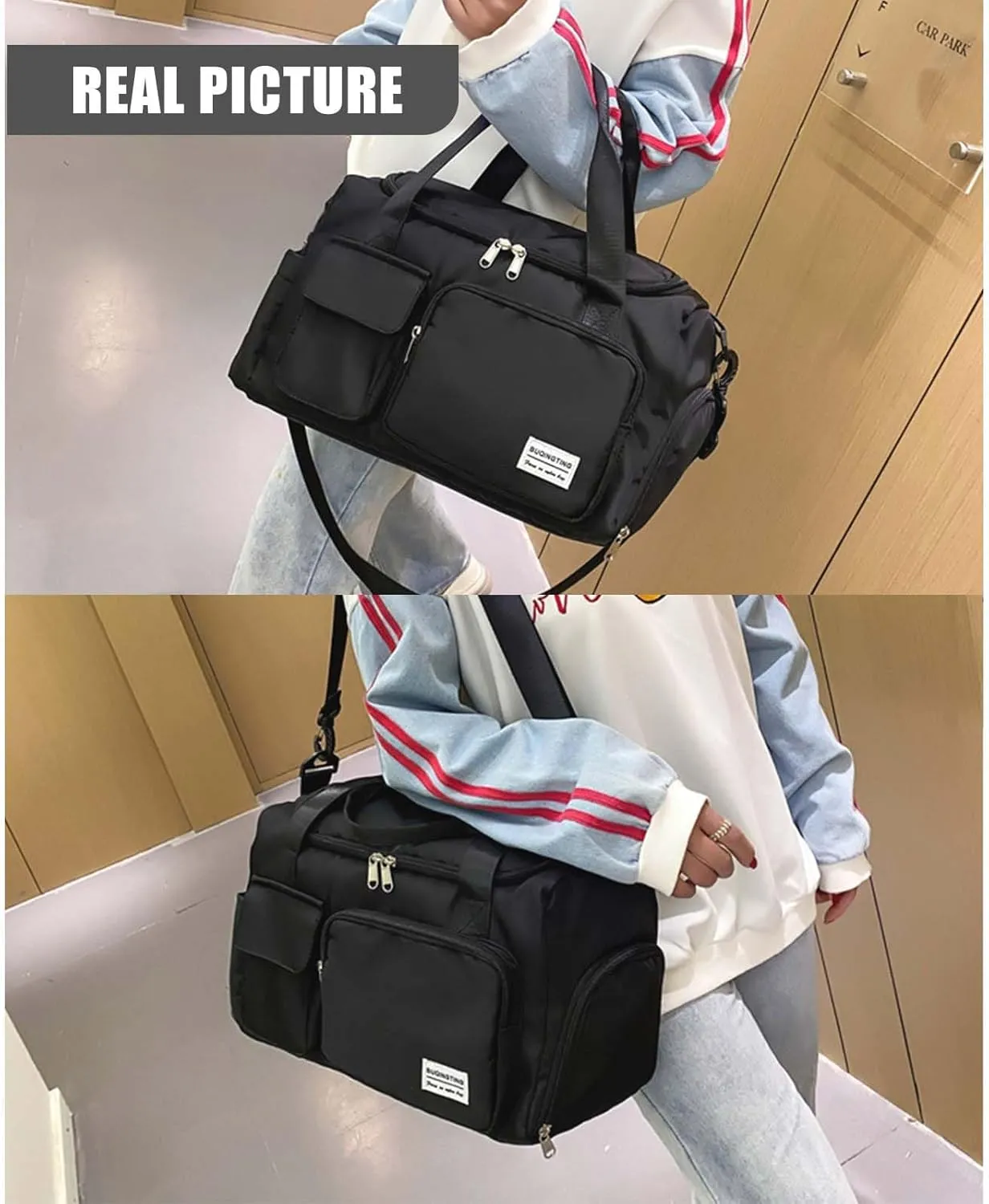 BUQINGTING Gym Bag for Men Women with Shoe Compartment, Cute Travel Duffle Bag for Women, Weekender Overnight Bag, Carry on Tote Bag Sport Duffel bag for Dance, Swim