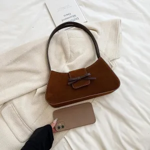 Burgundy Suede Bow-Tie Bag Coquette Bow Purse for Women Y2k Handbags Burgundy Purse Vegan Suede Underarm Bag