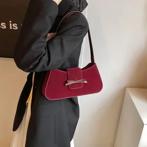 Burgundy Suede Bow-Tie Bag Coquette Bow Purse for Women Y2k Handbags Burgundy Purse Vegan Suede Underarm Bag