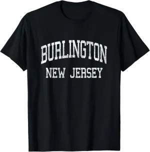 Burlington New Jersey NJ Vintage Athletic Sports Design T-Shirt