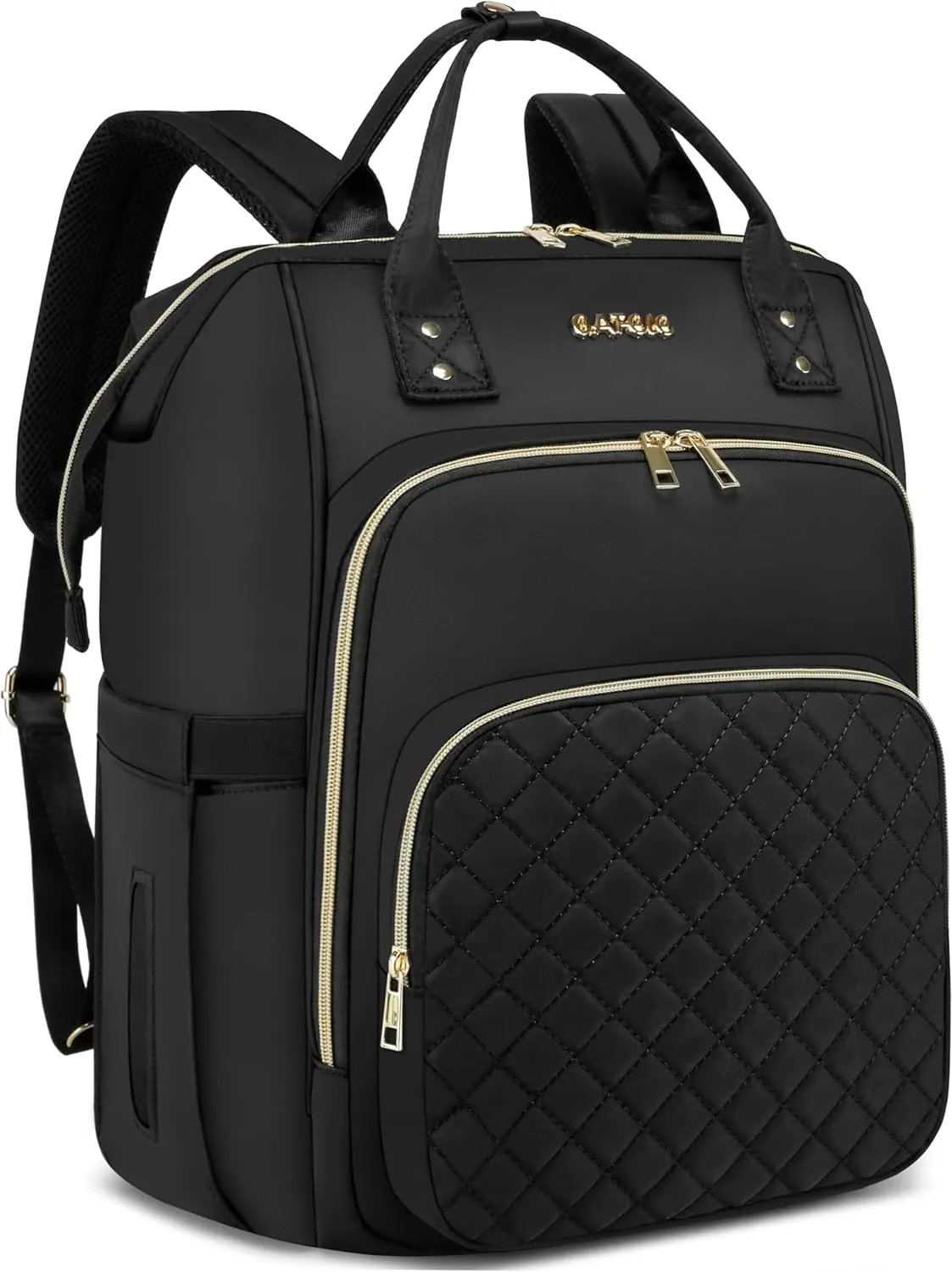 CAFELE Laptop Backpack, 17.3 Inch Convertible Work Laptop Bag，Waterproof Teacher Nurse Bag with USB Port, Fashion Travel Bag Business Computer Backpack Purse,Quilted Black(2323H-02)