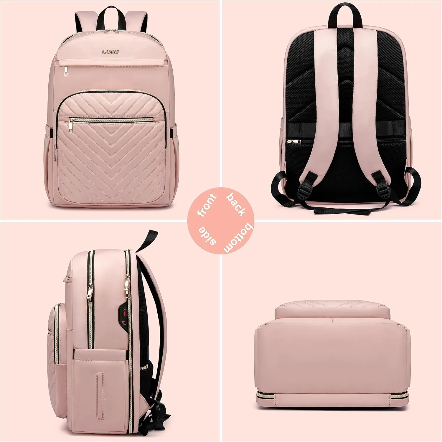 CAFELE Laptop Backpack for Women, Fits 17.3 Inch Laptop Bag, Fashion Travel Work Anti-theft Bagpack,Business Computer Waterproof Backpack,Pink Large College Backpacks
