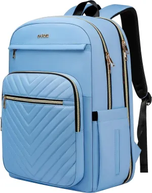 CAFELE Laptop Backpack Purse for Women Men Waterproof Teacher Nurse Bag, 17.3 inch Work laptop Bag with USB Port, Business Travel Computer Backpack Light Blue