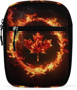 Canada Flag Canadian Flame Flag Small Crossbody Bags Mini Shoulder Bag Travel Messenger Bag for Men Women