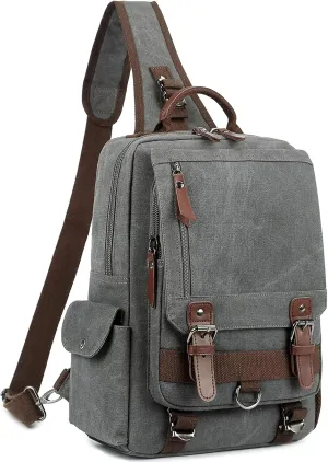 Canvas Cross Body Messenger Bag for Men Women Sling Shouler Backpack Travel Rucksack