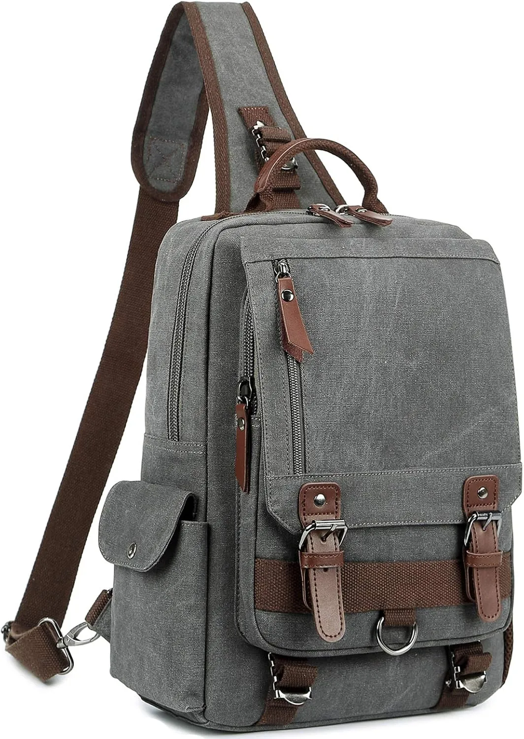 Canvas Cross Body Messenger Bag for Men Women Sling Shouler Backpack Travel Rucksack