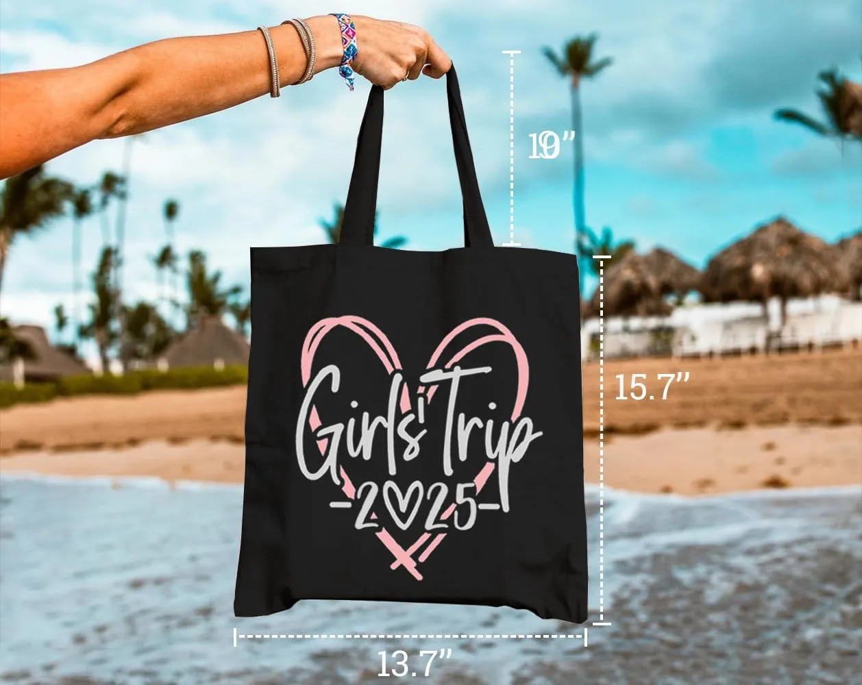 Canvas Tote Bag for Women Aesthetic Girls Trip Love 2024 Reusable Shoulder Bags for Shopping Beach Gift for Friend