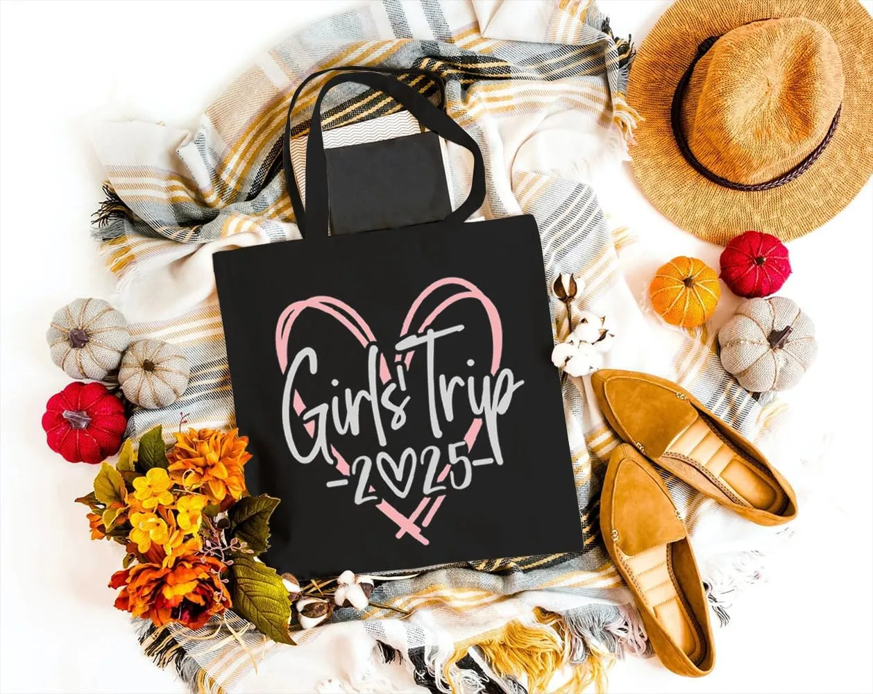 Canvas Tote Bag for Women Aesthetic Girls Trip Love 2024 Reusable Shoulder Bags for Shopping Beach Gift for Friend