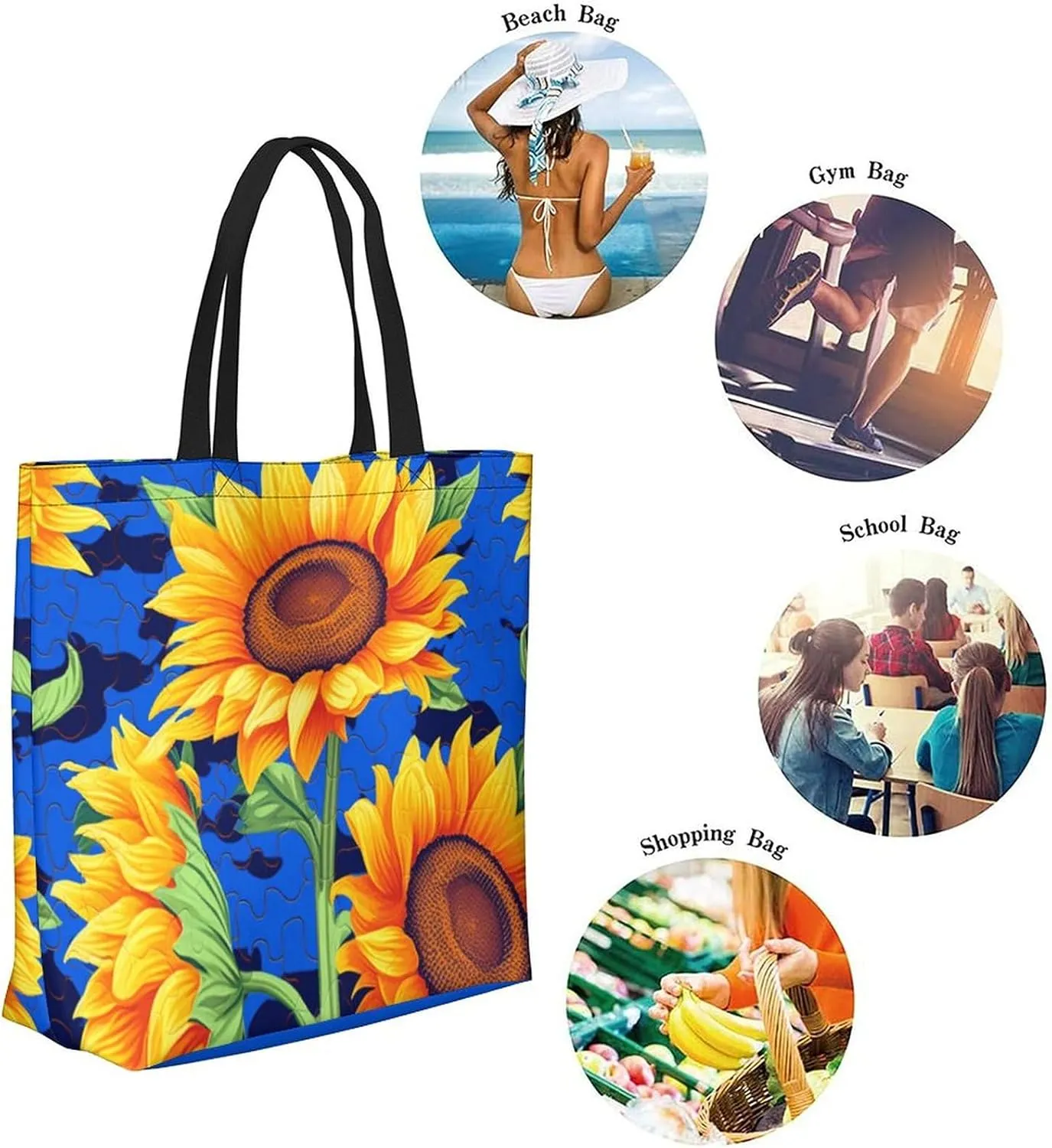 Canvas Tote Bag Large Casual Shoulder Bag for Women Handbag Reusable Beach Shopping Gym Picnic Travel Grocery Bag