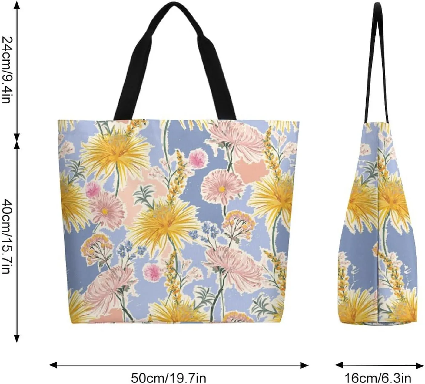Canvas Tote Bag Large Casual Shoulder Bag for Women Handbag Reusable Beach Shopping Gym Picnic Travel Grocery Bag