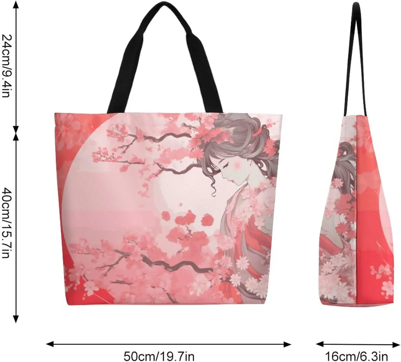 Canvas Tote Bag Large Casual Shoulder Bag for Women Handbag Reusable Beach Shopping Gym Picnic Travel Grocery Bag