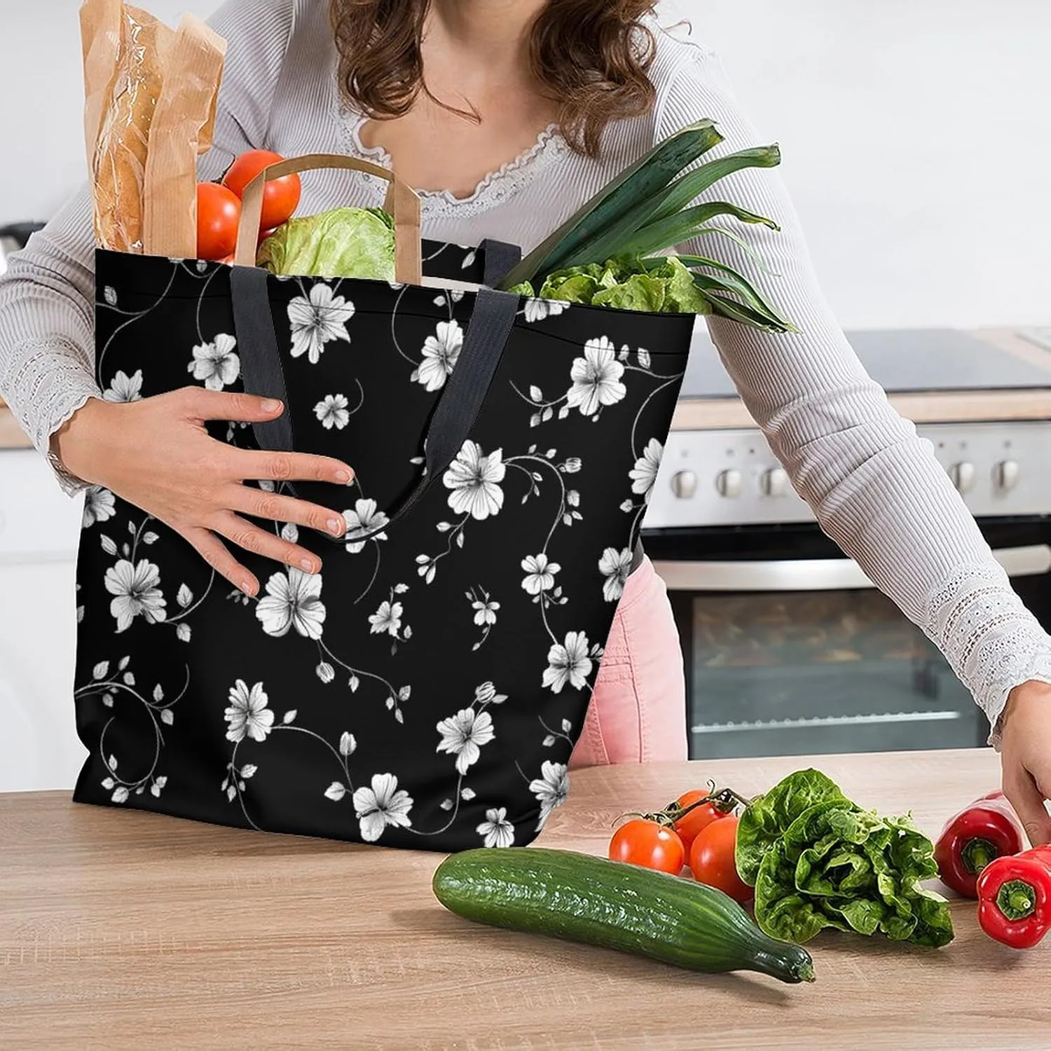 Canvas Tote Bag Large Women Casual Shoulder Bag Handbag Reusable Beach Shopping Grocery Bag For Outdoors