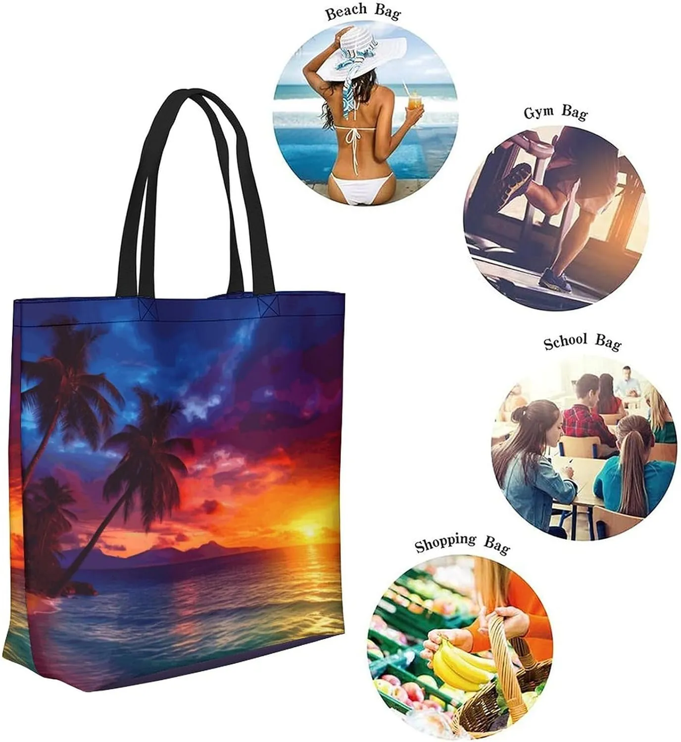 Canvas Tote Bag Large Women Casual Shoulder Bag Handbag Reusable Beach Shopping Grocery Bag For Outdoors