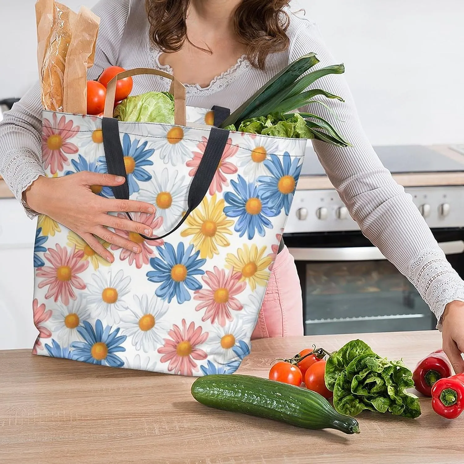 Canvas Tote Bag Large Women Casual Shoulder Bag Handbag Reusable Beach Shopping Grocery Bag For Outdoors