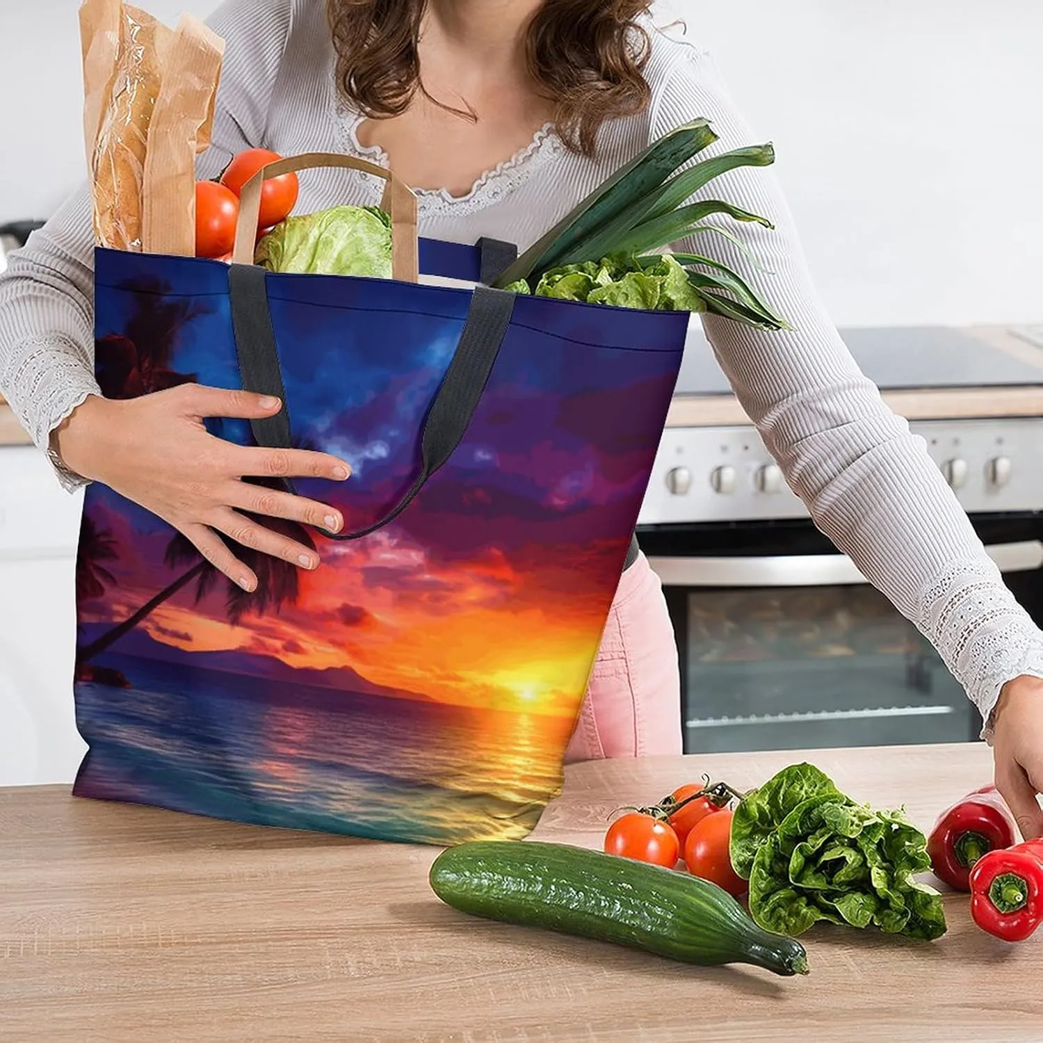 Canvas Tote Bag Large Women Casual Shoulder Bag Handbag Reusable Beach Shopping Grocery Bag For Outdoors