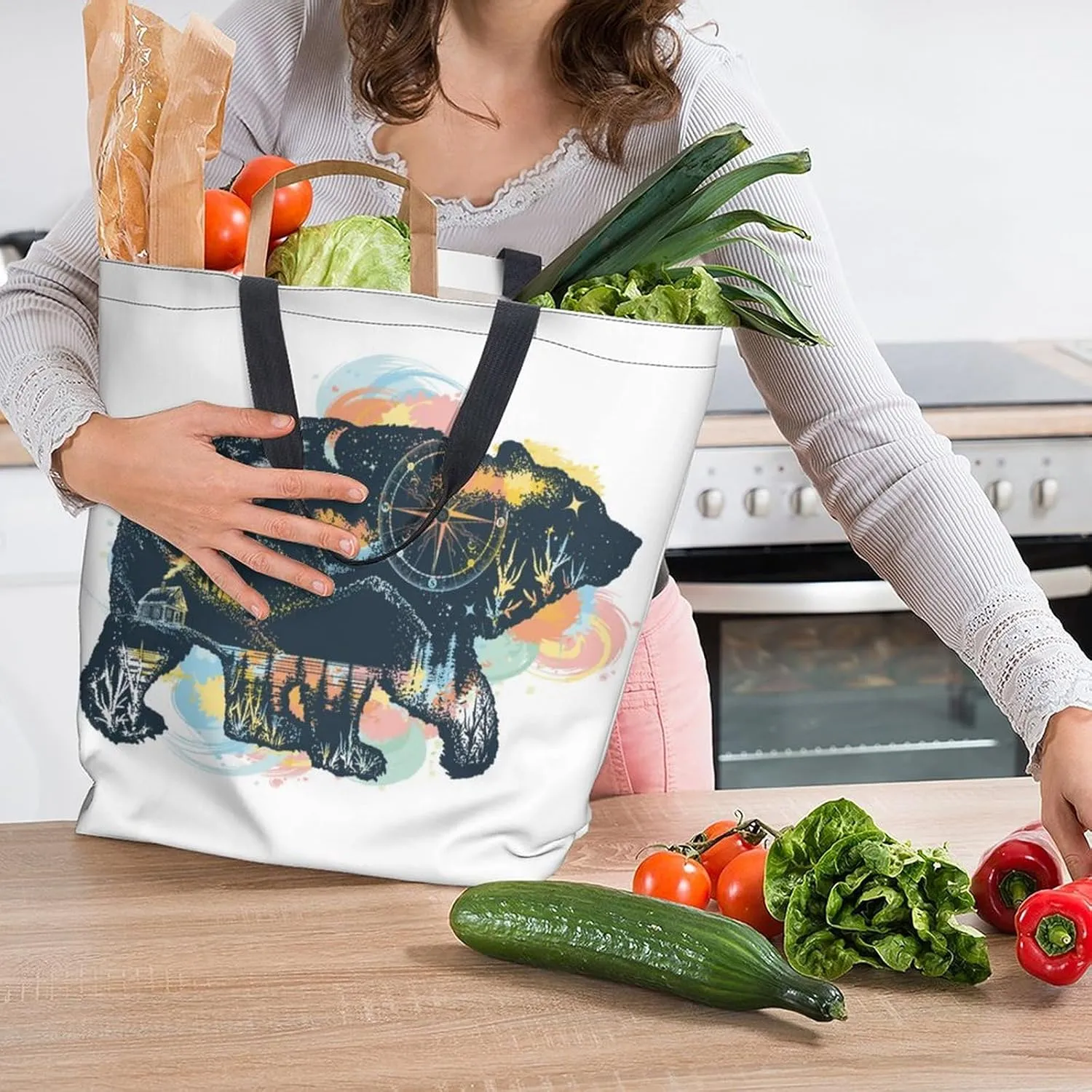 Canvas Tote Bag Large Women Casual Shoulder Bag Handbag Reusable Beach Shopping Grocery Bag For Outdoors
