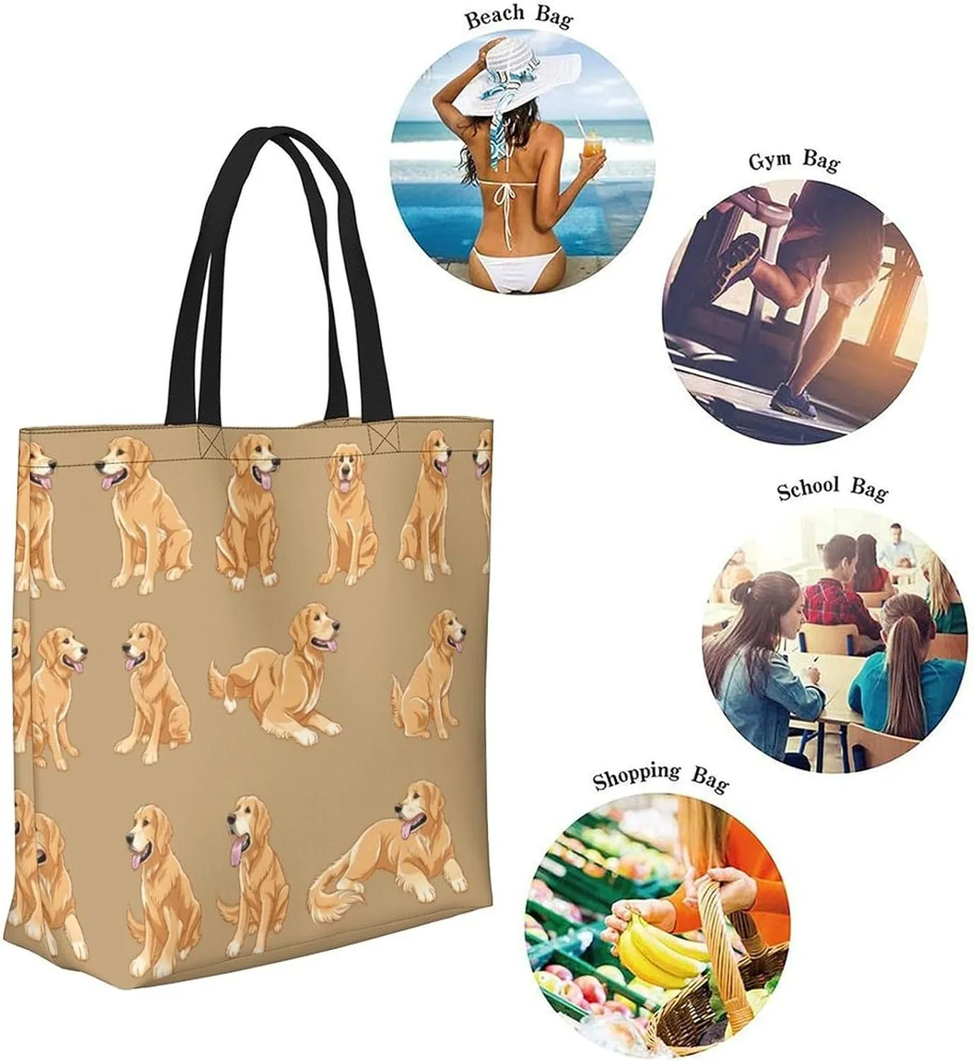 Canvas Tote Bag Large Women Casual Shoulder Bag Handbag Reusable Beach Shopping Grocery Bag For Outdoors