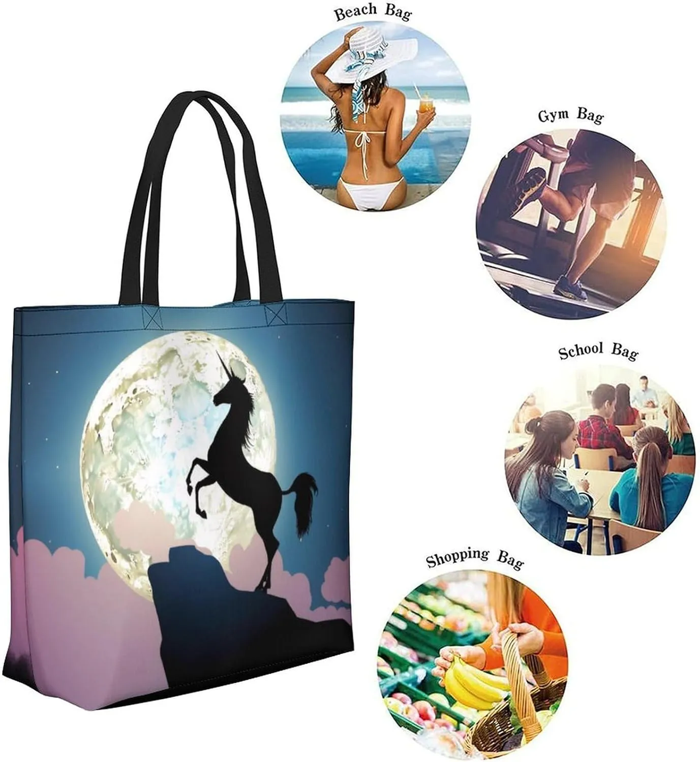 Canvas Tote Bag Large Women Casual Shoulder Bag Handbag Reusable Beach Shopping Grocery Bag For Outdoors