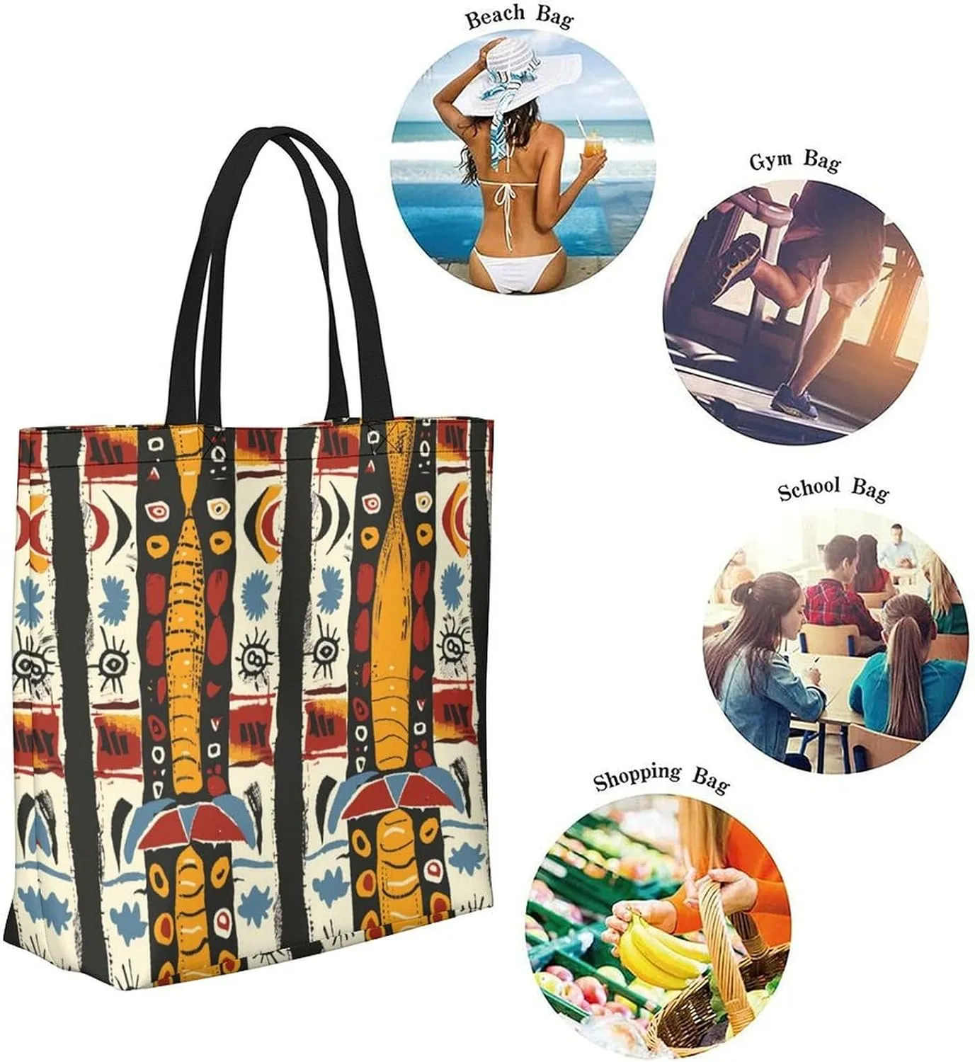 Canvas Tote Bag Large Women Casual Shoulder Bag Handbag Reusable Beach Shopping Grocery Bag For Outdoors