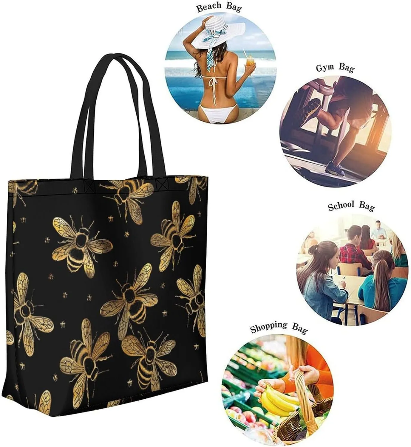 Canvas Tote Bag Large Women Casual Shoulder Bag Handbag Reusable Beach Shopping Grocery Bag For Outdoors
