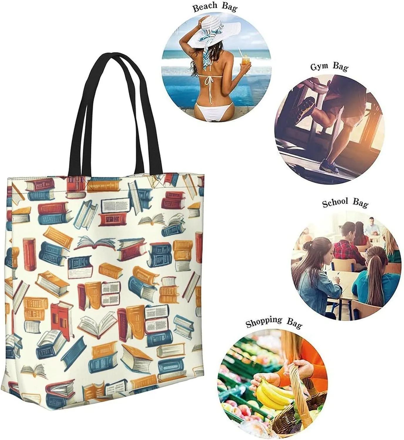 Canvas Tote Bag Large Women Casual Shoulder Bag Handbag Reusable Beach Shopping Grocery Bag For Outdoors