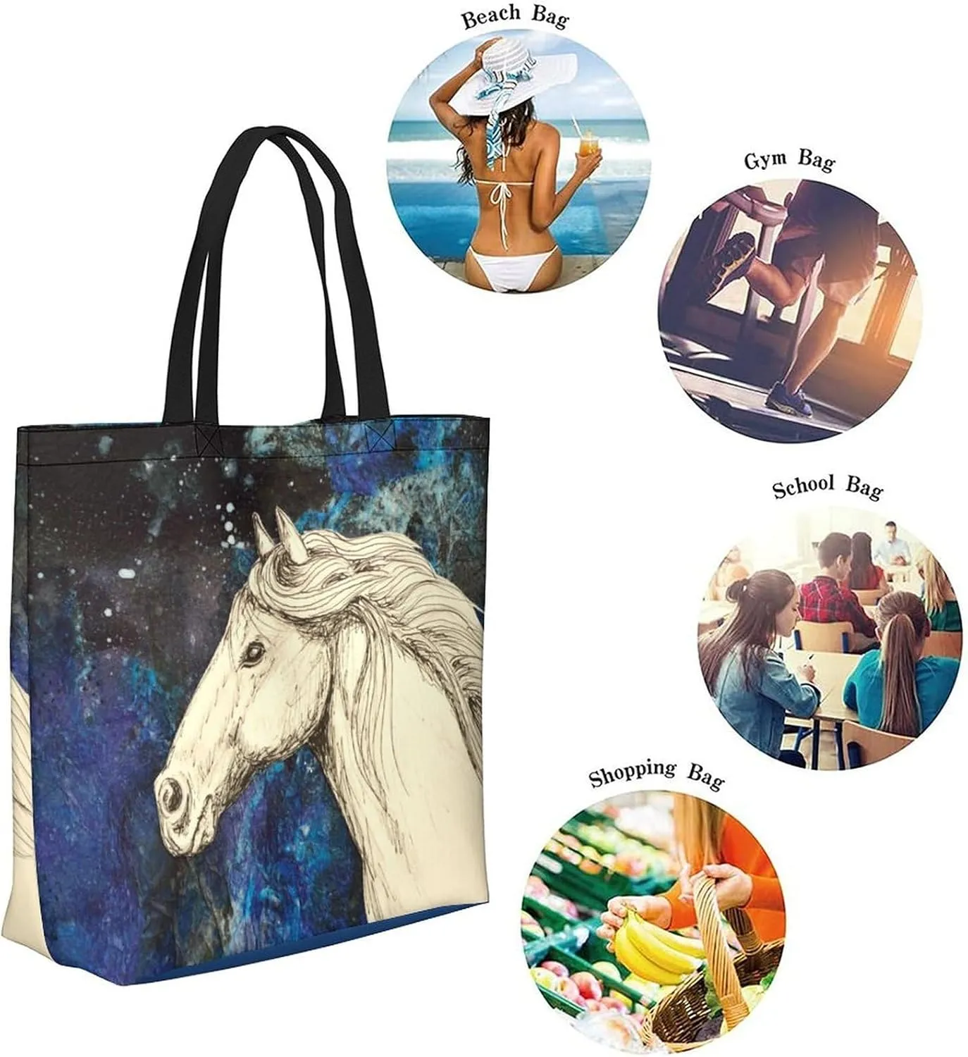 Canvas Tote Bag Large Women Casual Shoulder Bag Handbag Reusable Beach Shopping Grocery Bag For Outdoors
