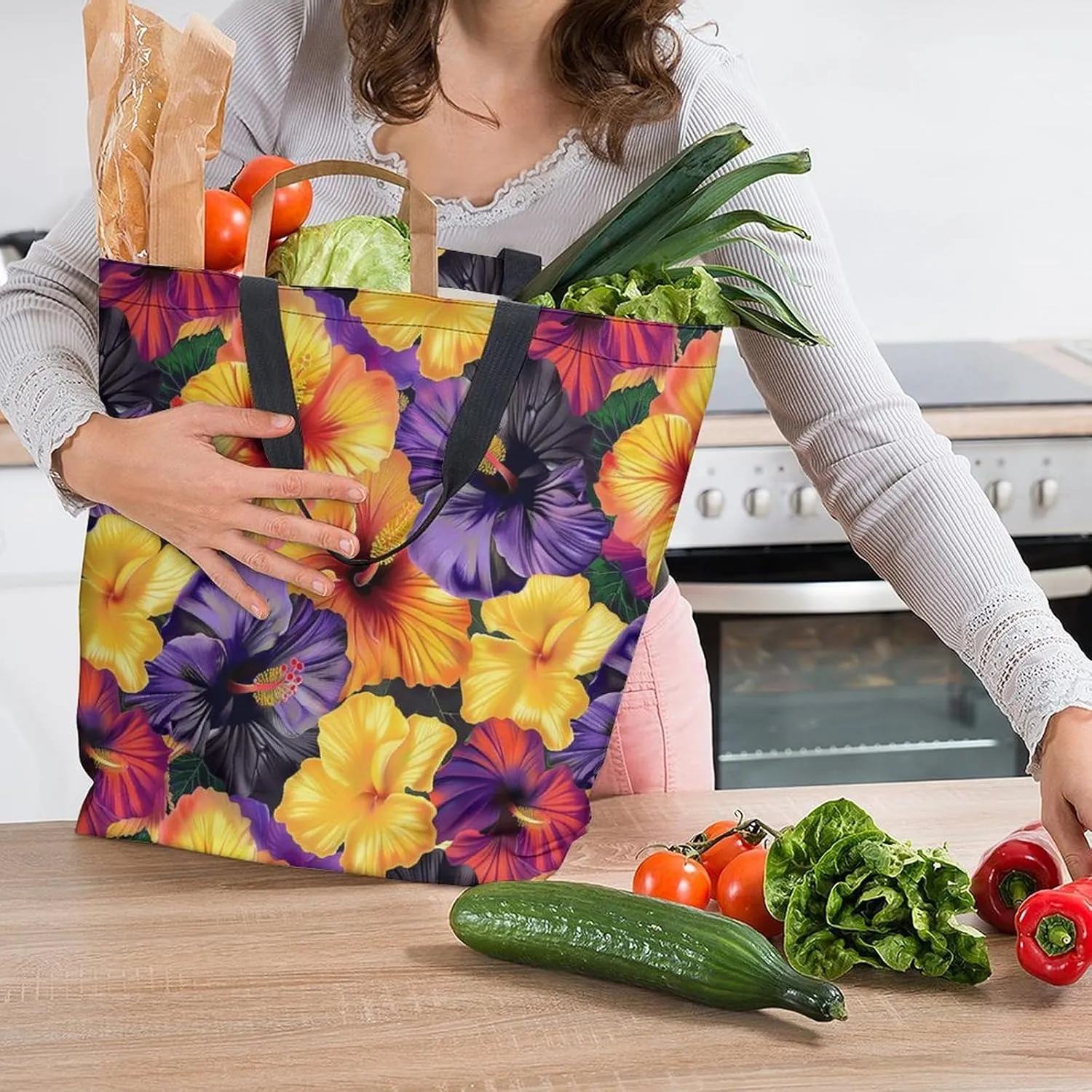 Canvas Tote Bag Large Women Casual Shoulder Bag Handbag Reusable Beach Shopping Grocery Bag For Outdoors