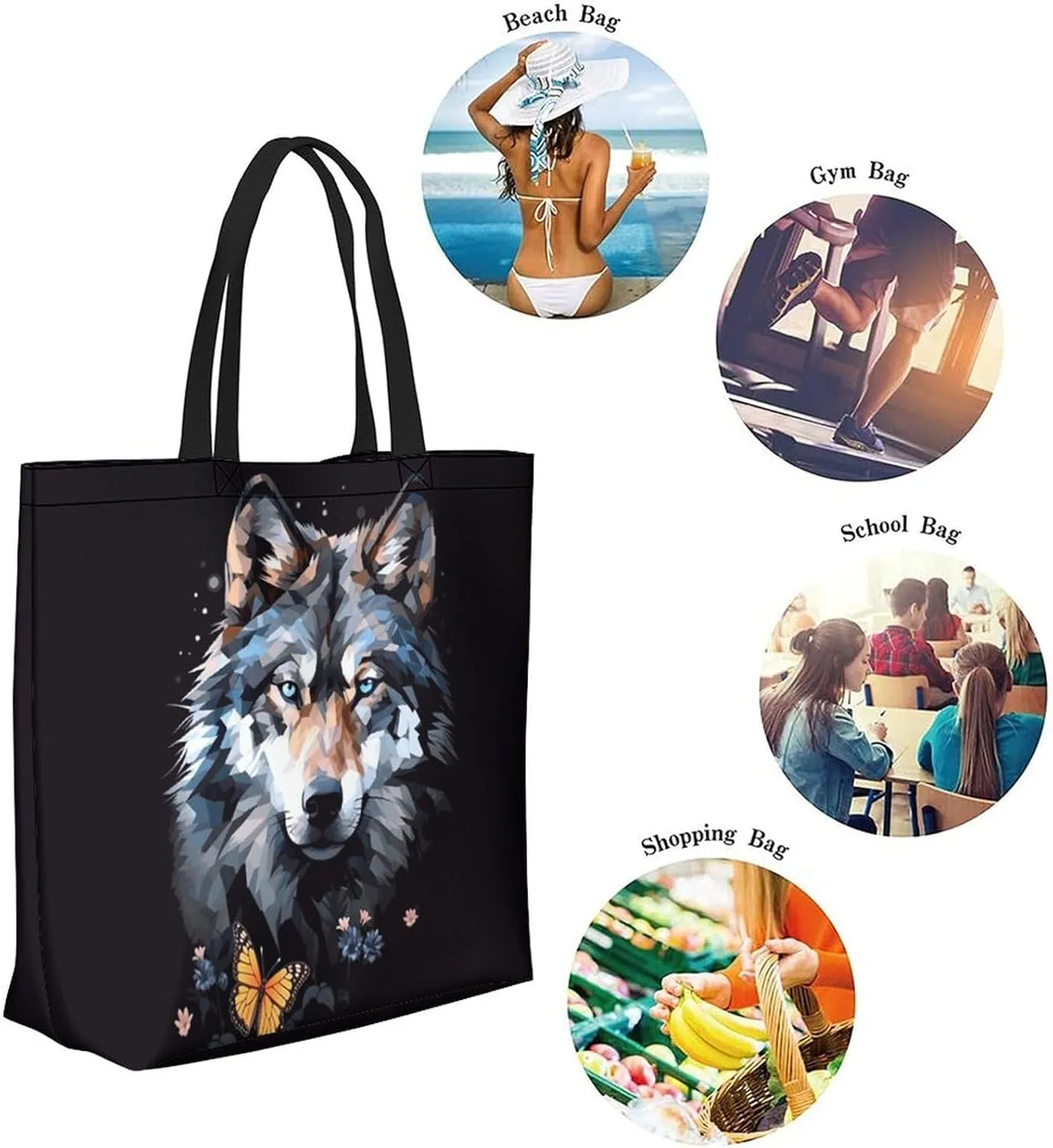 Canvas Tote Bag Large Women Casual Shoulder Bag Handbag Reusable Beach Shopping Grocery Bag For Outdoors