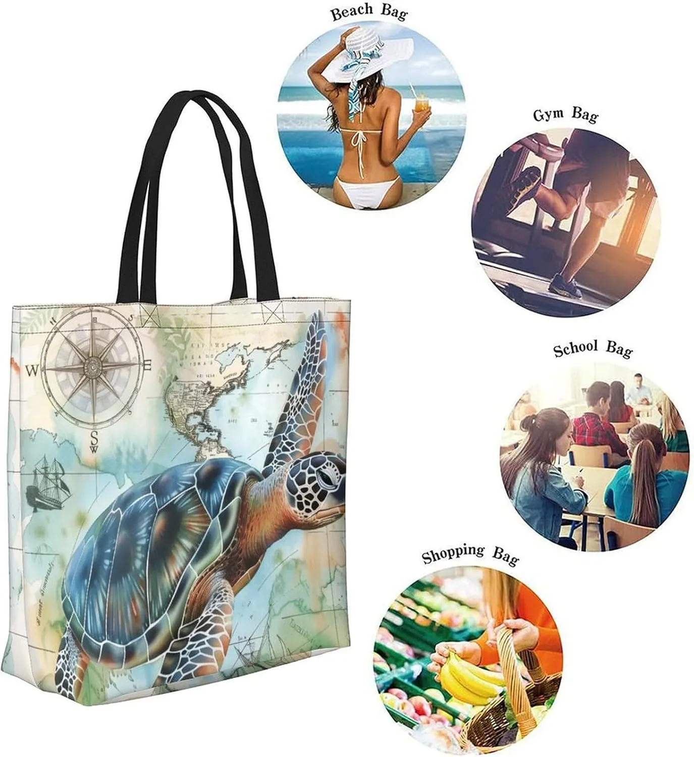 Canvas Tote Bag Large Women Casual Shoulder Bag Handbag Reusable Beach Shopping Grocery Bag For Outdoors