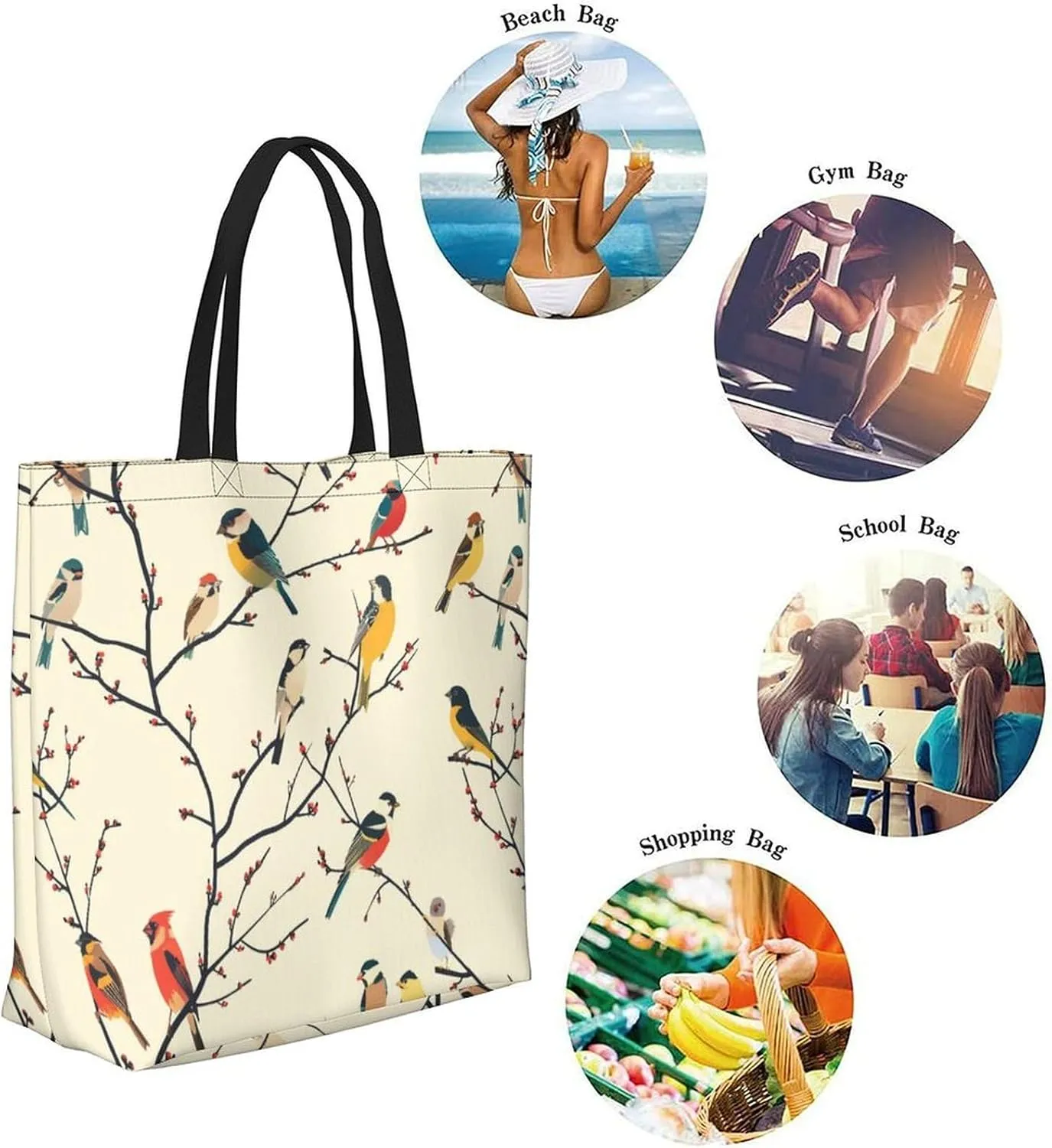 Canvas Tote Bag Large Women Casual Shoulder Bag Handbag Reusable Beach Shopping Grocery Bag For Outdoors