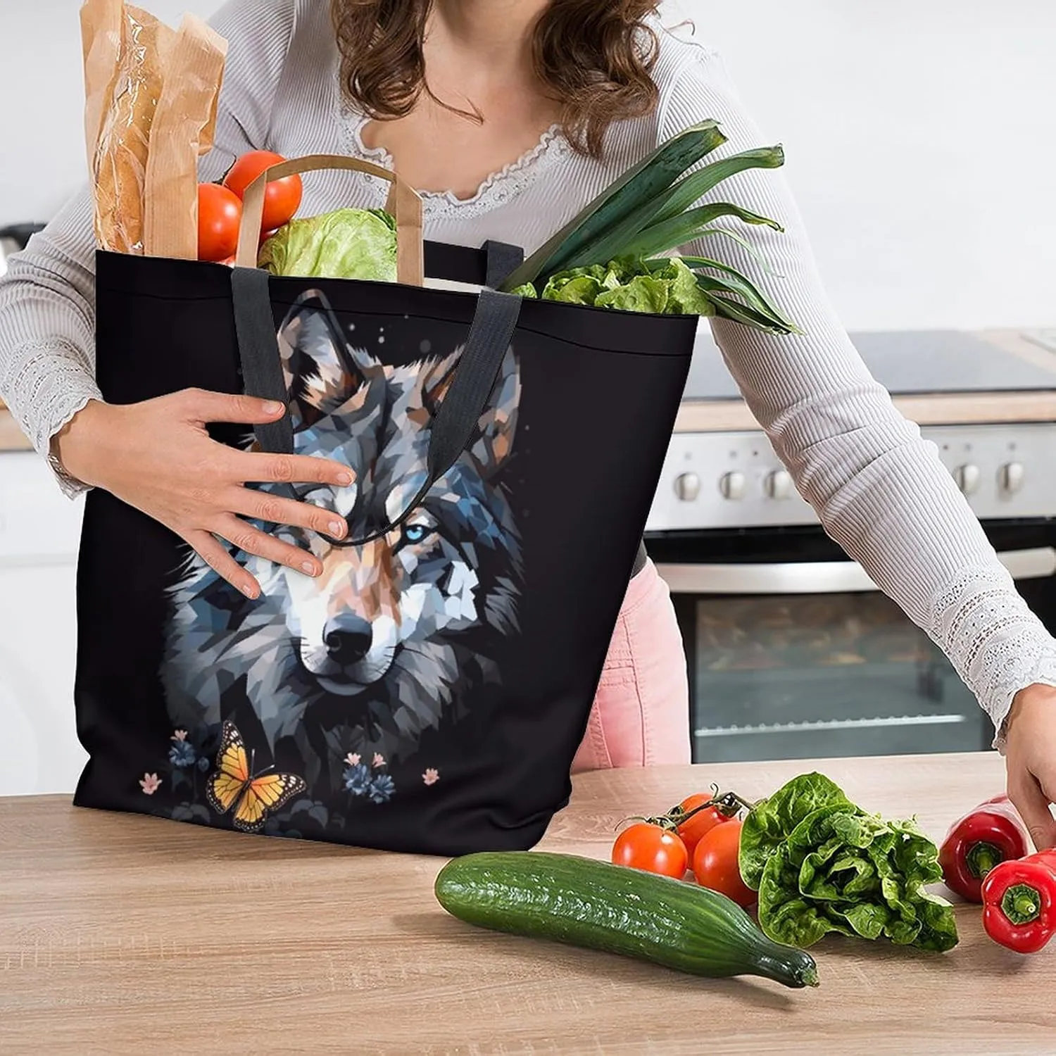 Canvas Tote Bag Large Women Casual Shoulder Bag Handbag Reusable Beach Shopping Grocery Bag For Outdoors