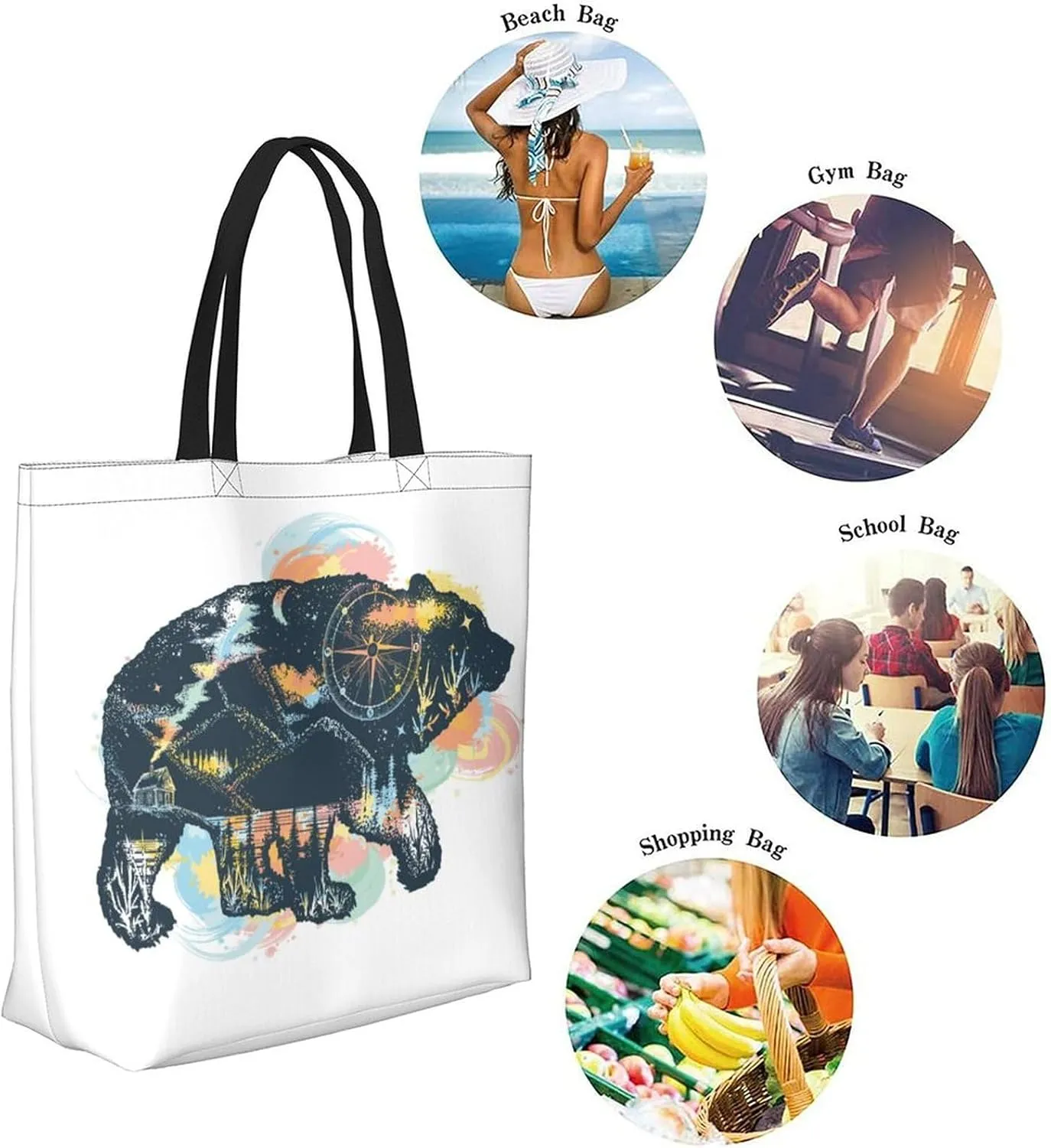 Canvas Tote Bag Large Women Casual Shoulder Bag Handbag Reusable Beach Shopping Grocery Bag For Outdoors