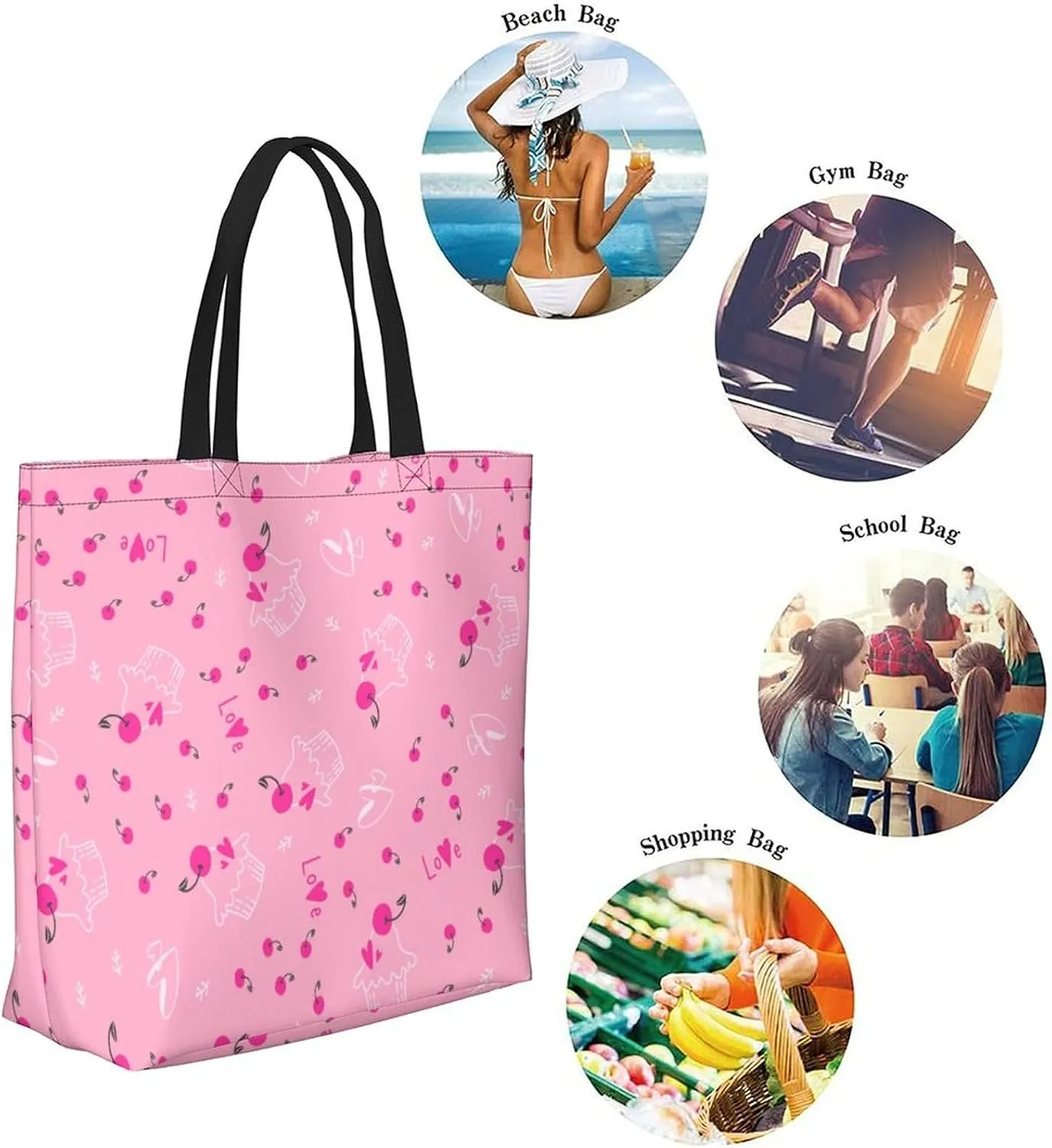 Canvas Tote Bag Large Women Casual Shoulder Bag Handbag Reusable Beach Shopping Grocery Bag For Outdoors