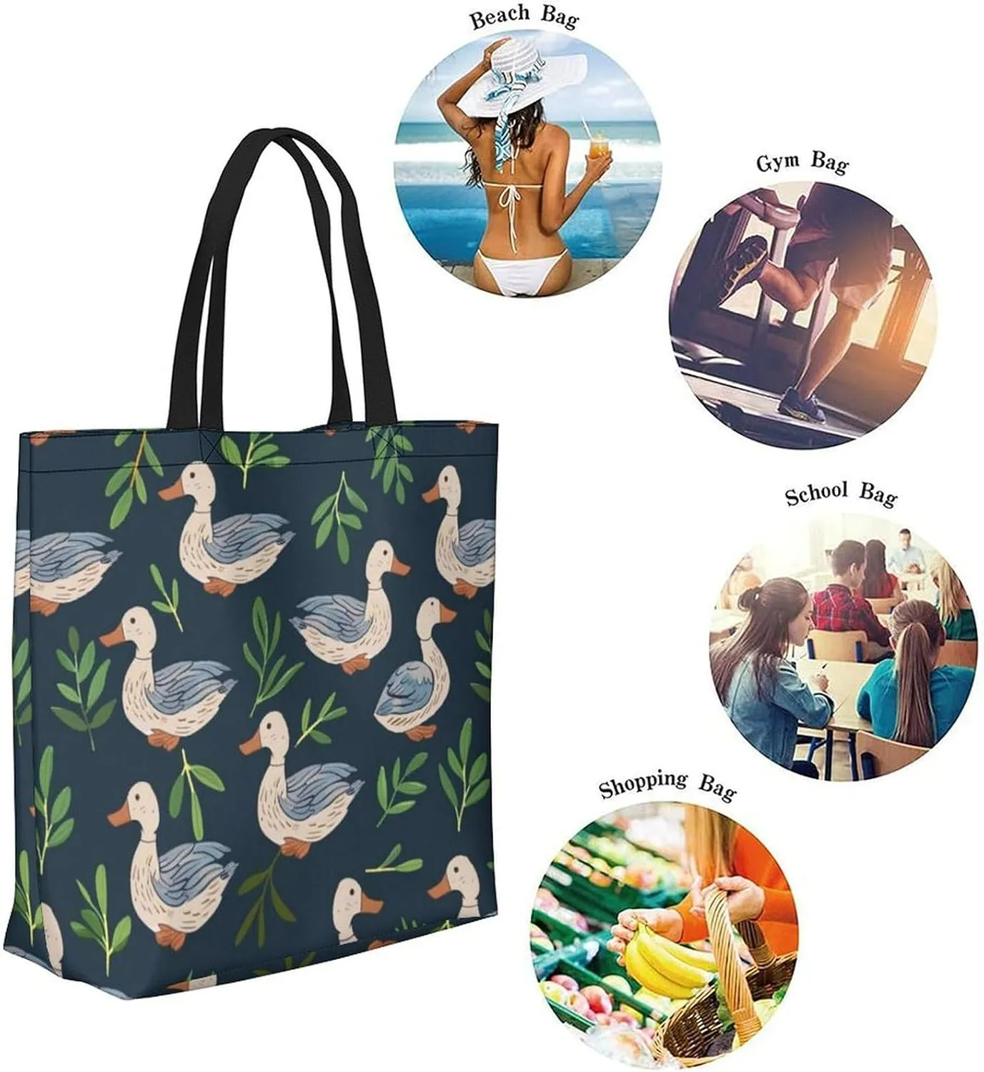 Canvas Tote Bag Large Women Casual Shoulder Bag Handbag Reusable Beach Shopping Grocery Bag For Outdoors