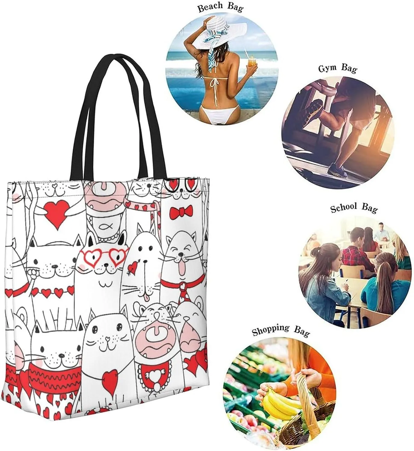 Canvas Tote Bag Large Women Casual Shoulder Bag Handbag Reusable Beach Shopping Grocery Bag For Outdoors