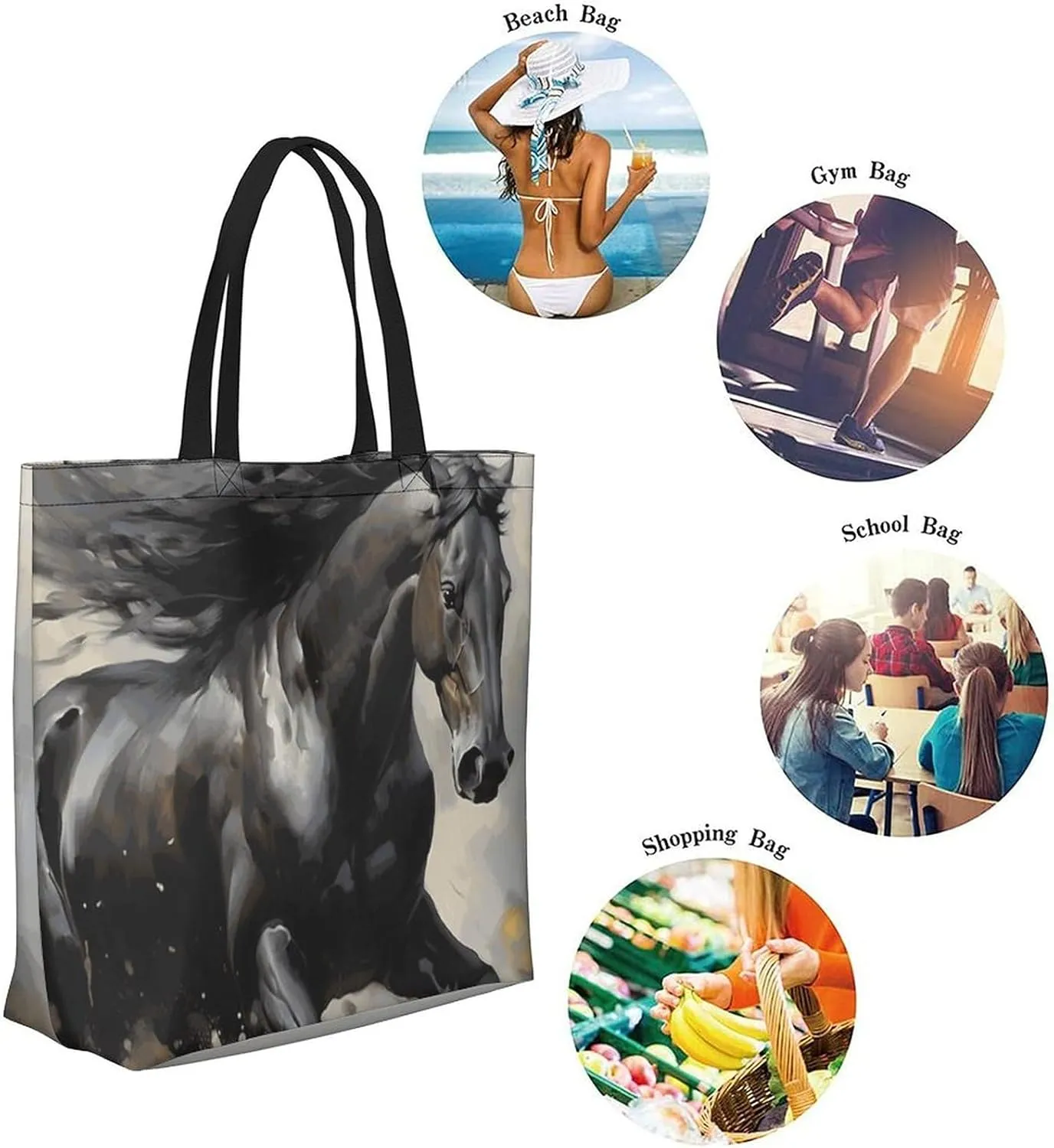 Canvas Tote Bag Large Women Casual Shoulder Bag Handbag Reusable Beach Shopping Grocery Bag For Outdoors