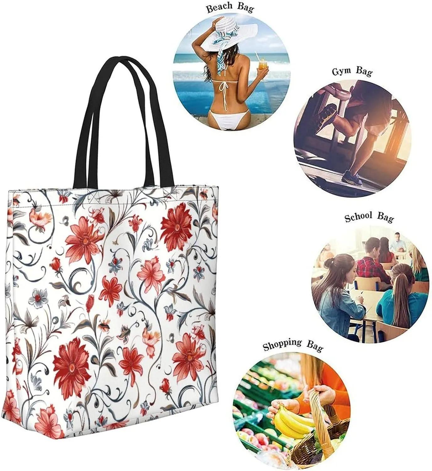 Canvas Tote Bag Large Women Casual Shoulder Bag Handbag Reusable Beach Shopping Grocery Bag For Outdoors