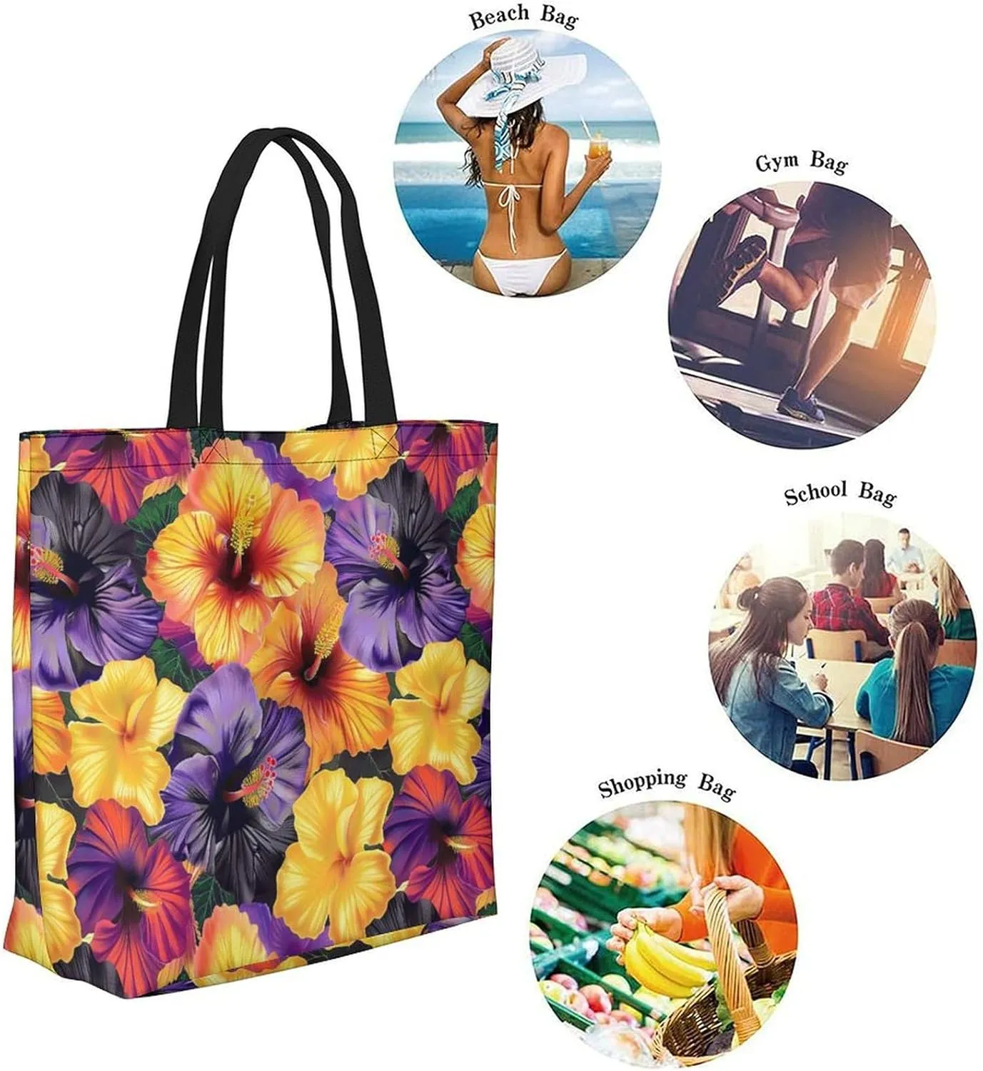 Canvas Tote Bag Large Women Casual Shoulder Bag Handbag Reusable Beach Shopping Grocery Bag For Outdoors