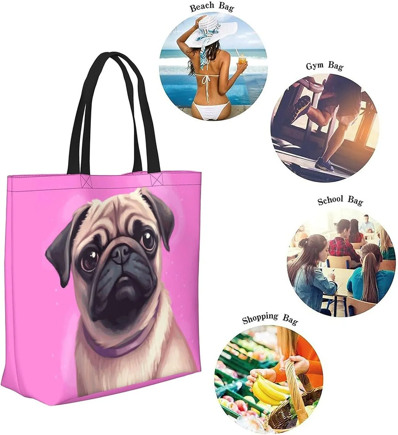 Canvas Tote Bag Large Women Casual Shoulder Bag Handbag Reusable Beach Shopping Grocery Bag For Outdoors