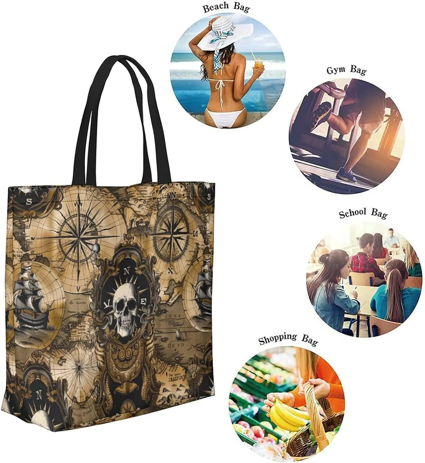 Canvas Tote Bag Large Women Casual Shoulder Bag Handbag Reusable Beach Shopping Grocery Bag For Outdoors