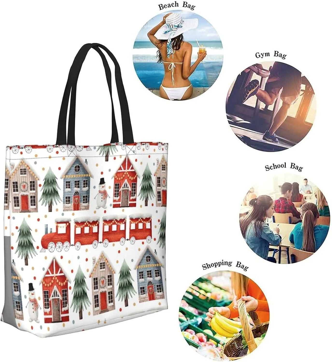 Canvas Tote Bag Large Women Casual Shoulder Bag Handbag Reusable Beach Shopping Grocery Bag For Outdoors