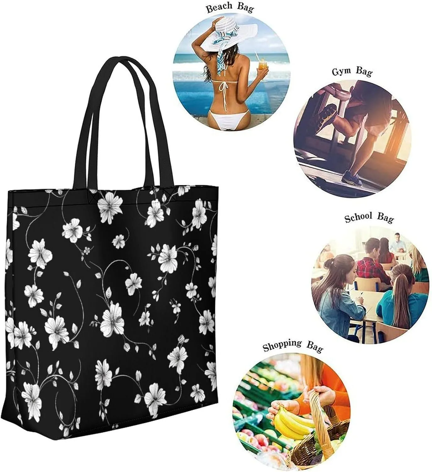 Canvas Tote Bag Large Women Casual Shoulder Bag Handbag Reusable Beach Shopping Grocery Bag For Outdoors