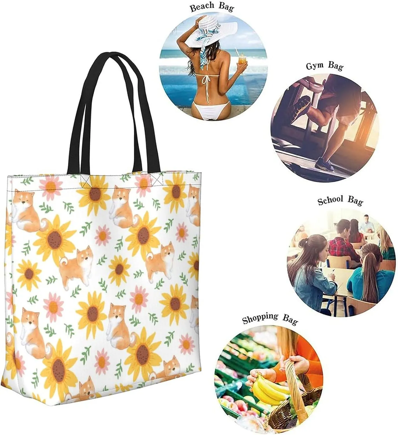 Canvas Tote Bag Large Women Casual Shoulder Bag Handbag Reusable Beach Shopping Grocery Bag For Outdoors
