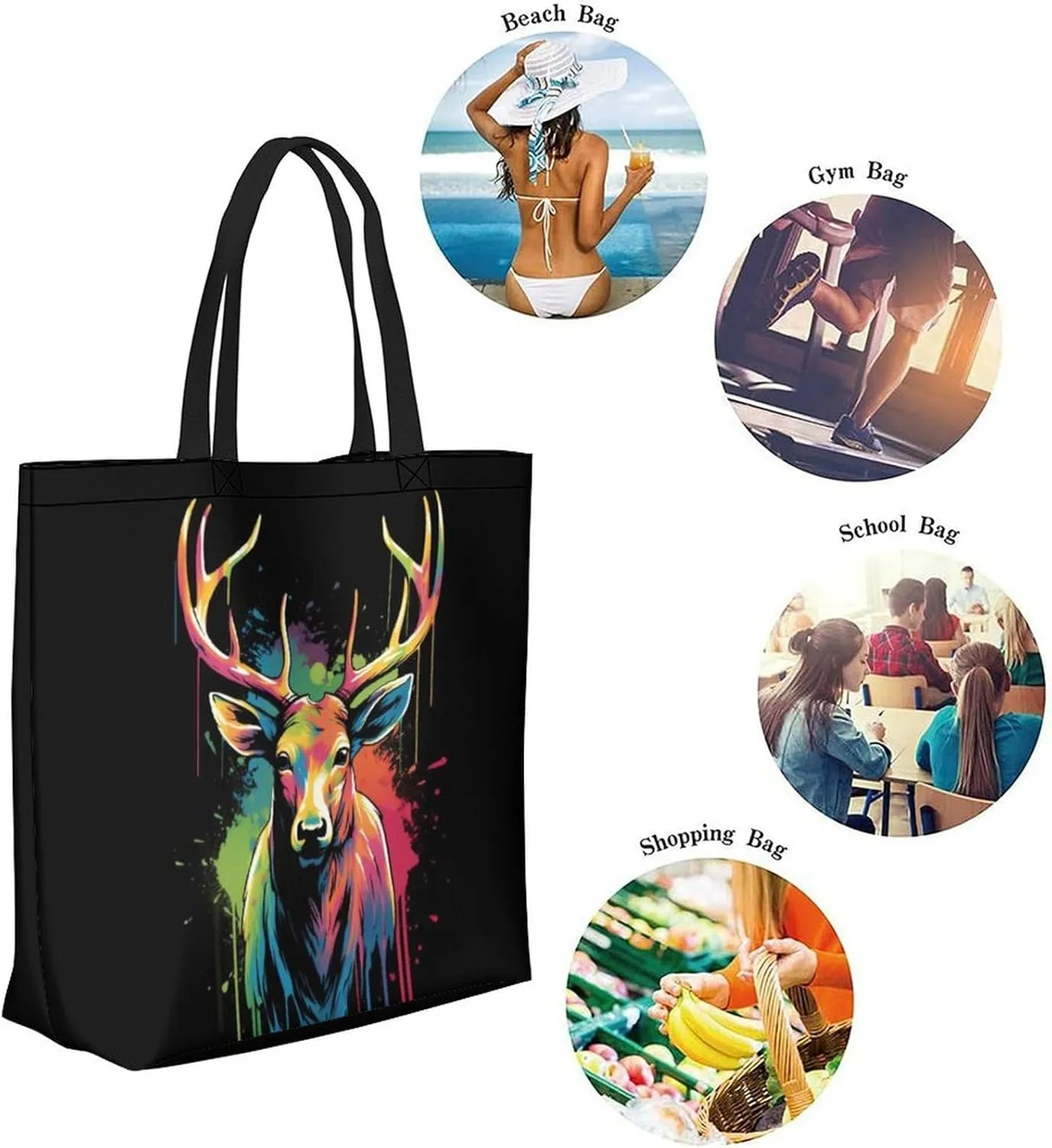 Canvas Tote Bag Large Women Casual Shoulder Bag Handbag Reusable Beach Shopping Grocery Bag For Outdoors