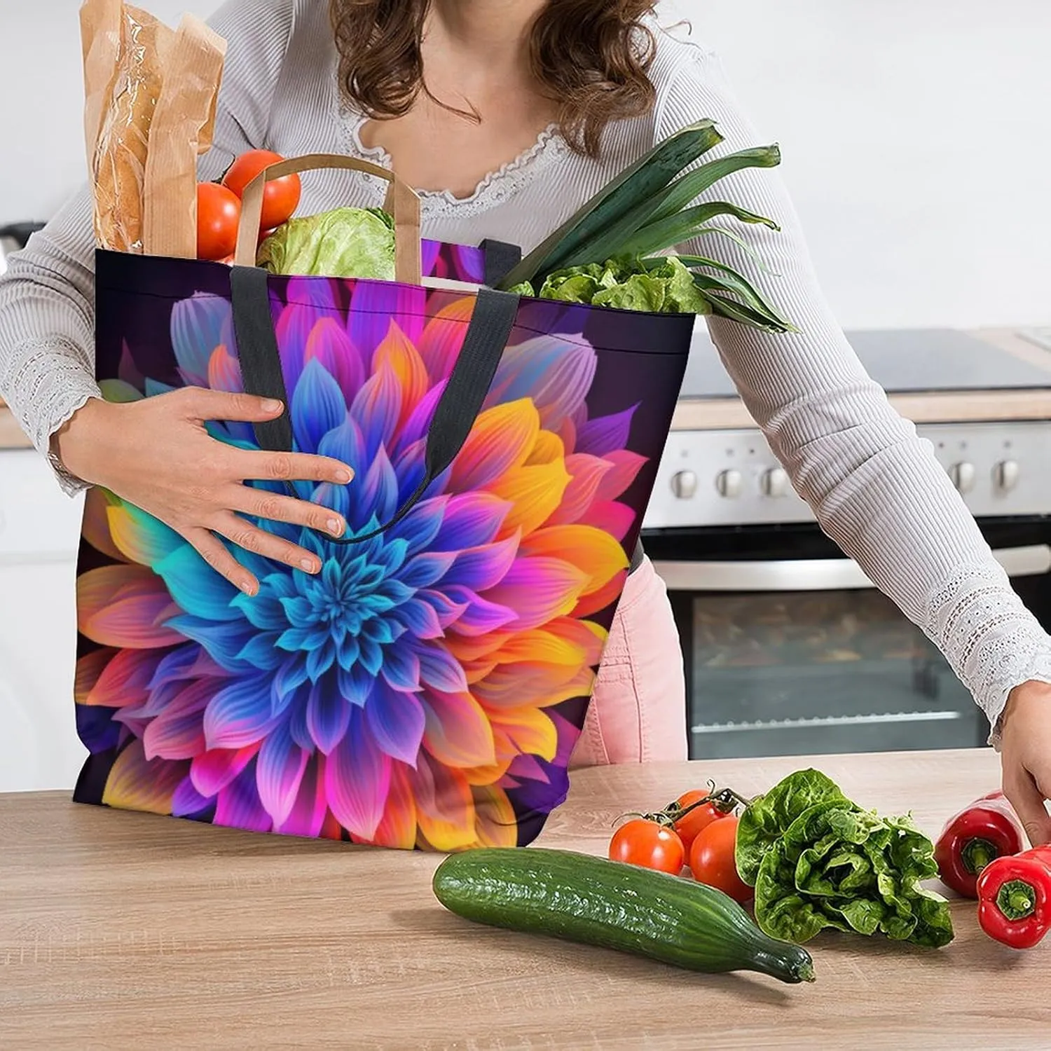Canvas Tote Bag Large Women Casual Shoulder Bag Handbag Reusable Beach Shopping Grocery Bag For Outdoors