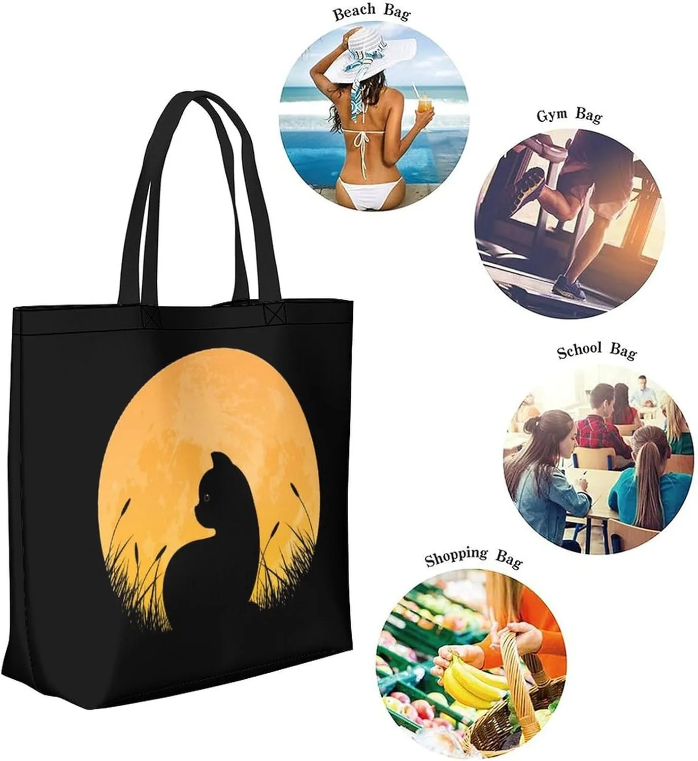 Canvas Tote Bag Large Women Casual Shoulder Bag Handbag Reusable Beach Shopping Grocery Bag For Outdoors
