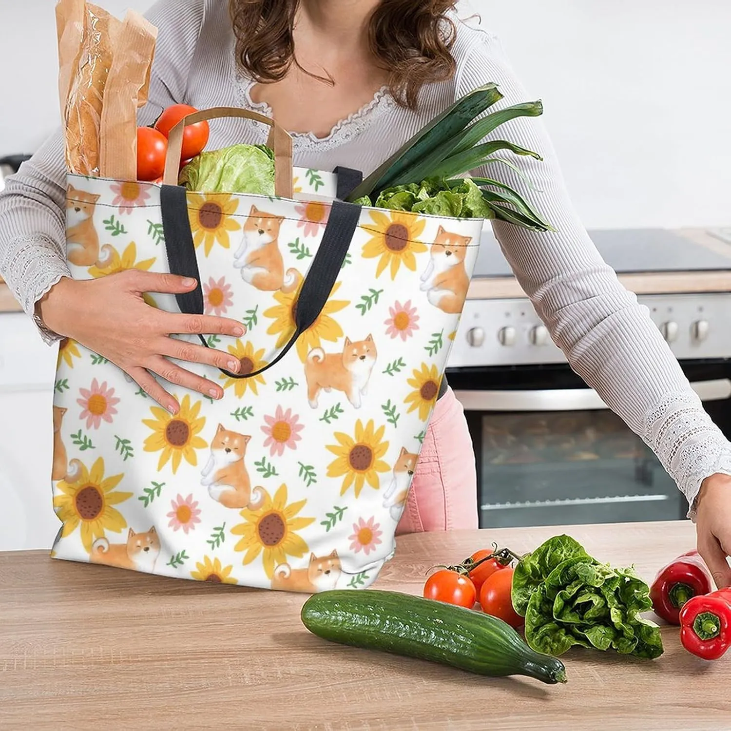 Canvas Tote Bag Large Women Casual Shoulder Bag Handbag Reusable Beach Shopping Grocery Bag For Outdoors