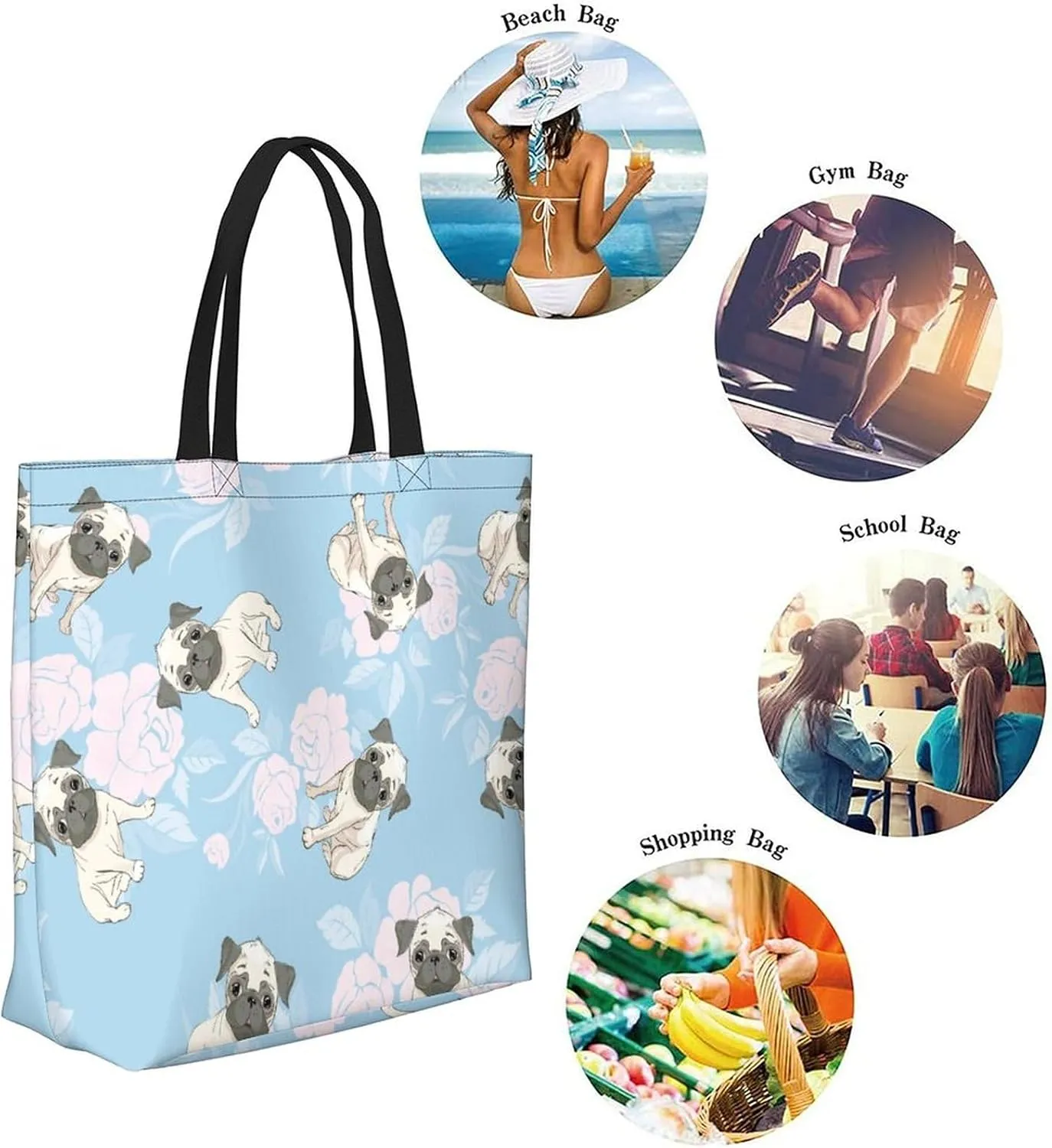 Canvas Tote Bag Large Women Casual Shoulder Bag Handbag Reusable Beach Shopping Grocery Bag For Outdoors